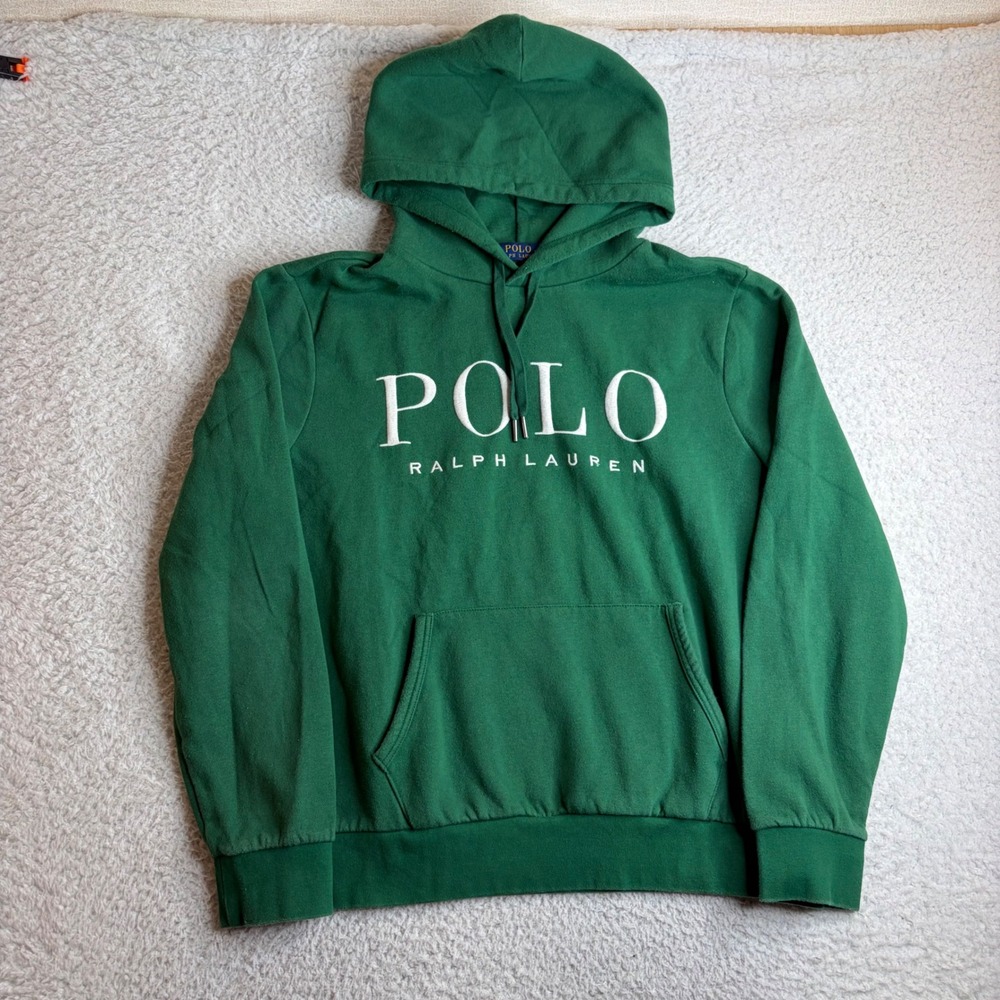 Polo Ralph Lauren Mens Green Embroidered Logo Fleece Hoodie Large